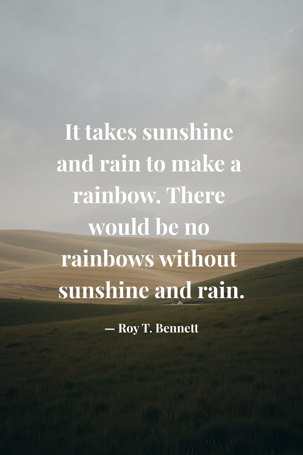 AI-generated quote image with a warm sunlit natural background matched to a Roy T. Bennett quote about finding beauty through life's challenges